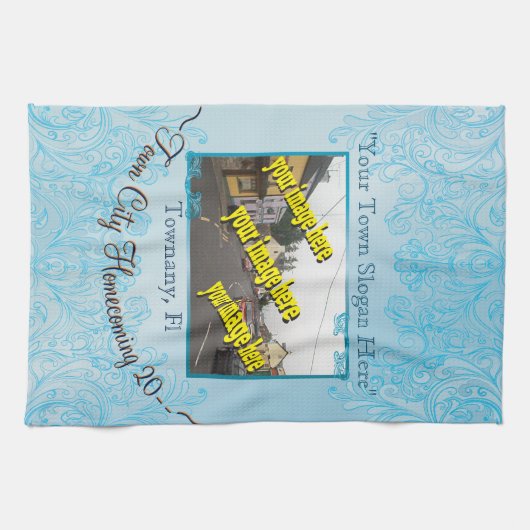 Stad Homecoming Aquamarijn Herdenking Theedoek (Horizontaal)