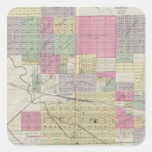 Stad Hutchinson, provincie Reno, Kansas Vierkante Sticker (Voorkant)