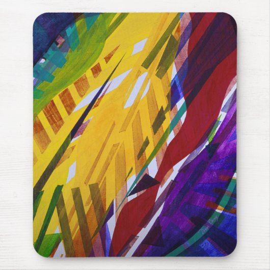 Stad II - Abstracte regenboogstralen Muismat (Voorkant)
