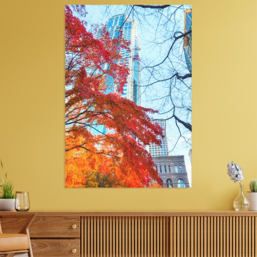 Stad in de herfst canvas afdruk (Insitu (Woonkamer))