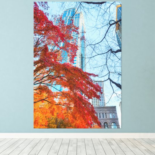 Stad in de herfst canvas afdruk (Insitu (Houten vloer))