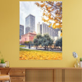 Stad in de herfst canvas afdruk (Insitu (Woonkamer))