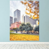 Stad in de herfst canvas afdruk (Insitu (Houten vloer))