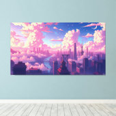 Stad in de lucht canvas afdruk (Insitu (Houten vloer))