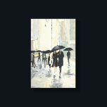 Stad in de Regen Canvas Afdruk<br><div class="desc">© Avery Tillmon/Wild Apple. Een afbeelding mensen die in de stad lopen. Het regent en de mensen hebben hun paraplu's omhoog.</div>