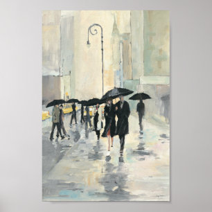 Stad in de Regen Poster