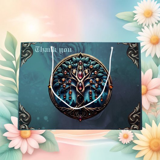 Stad in de schaduw van de luxueuze boom des levens groot cadeauzakje