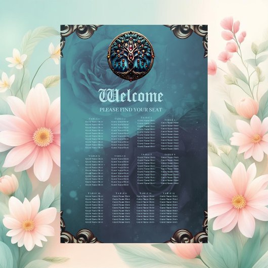 Stad in de schaduw van de luxueuze boom des levens poster