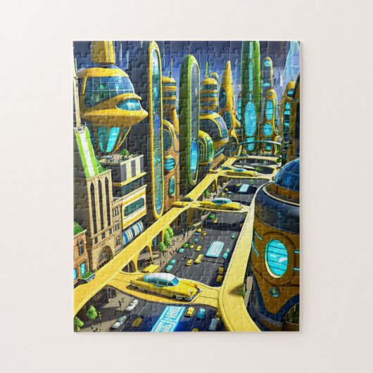 Stad in de toekomst legpuzzel (Verticaal)