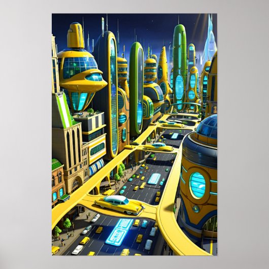 Stad in de toekomst poster (Voorkant)