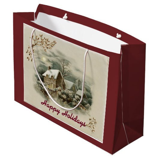  stad in de winter groot cadeauzakje (Achterkant Gekanteld)