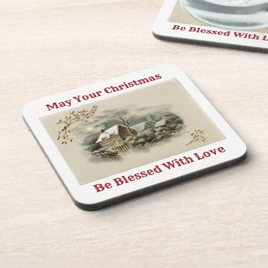  stad in de winter onderzetter (Linkerzijde)