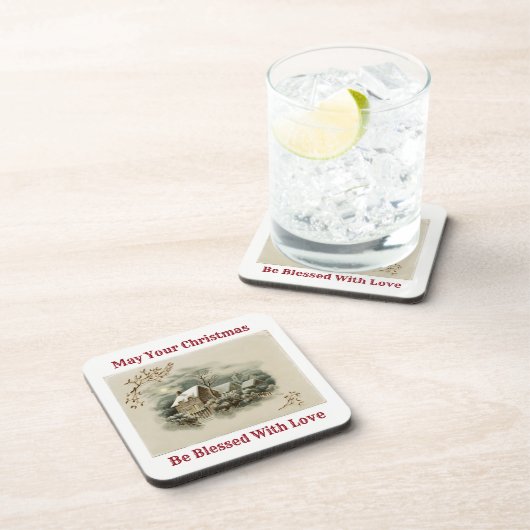  stad in de winter onderzetter (Rechterzijde)