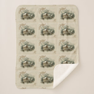 stad in de winter sherpa deken