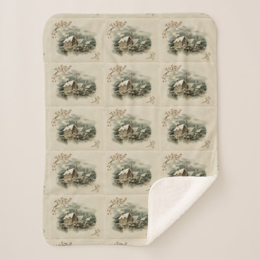  stad in de winter sherpa deken (Voorkant)