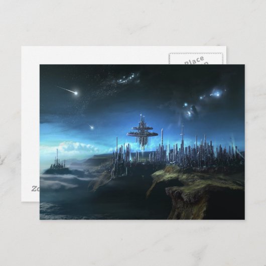 Stad in de wolken briefkaart (Voorkant / Achterkant)