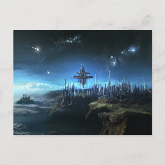 Stad in de wolken briefkaart (Voorkant)