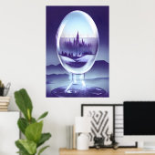 Stad in een glazen bubbel | AI Art Poster (Thuiskantoor)