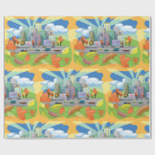 Stad in het najaar cadeaupapier (Vlak)