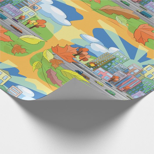 Stad in het najaar cadeaupapier