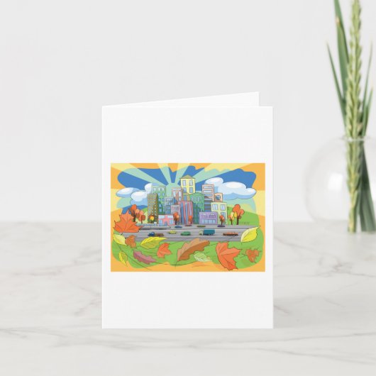 Stad in het najaar kaart (Voorkant)