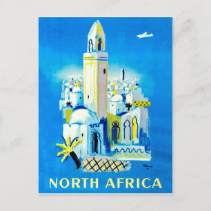 Stad in Noord-Afrika, oud reizen Briefkaart