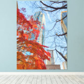 Stad in Red Canvas Afdruk (Insitu (Houten vloer))