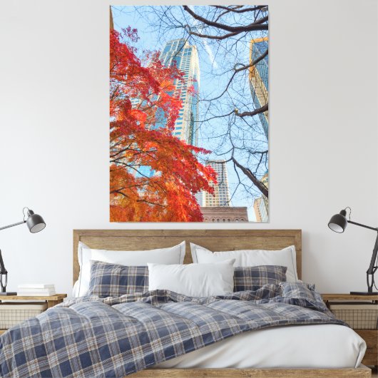 Stad in Red Canvas Afdruk (Insitu (Slaapkamer))