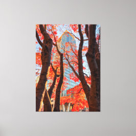 Stad in Red Canvas Afdruk