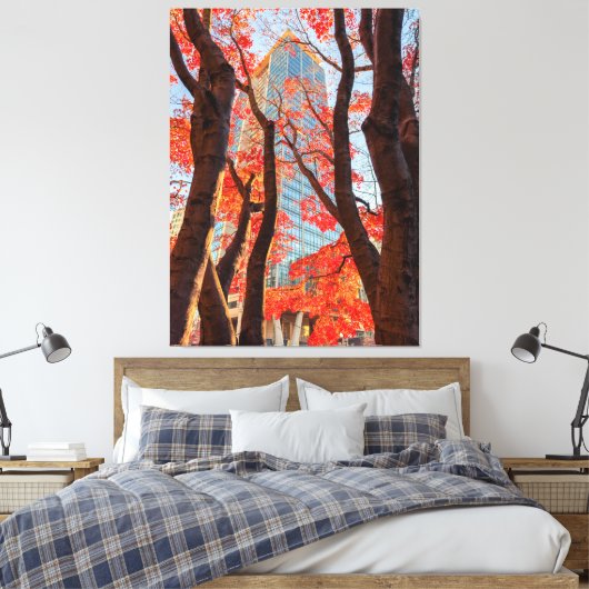 Stad in Red Canvas Afdruk (Insitu (Slaapkamer))