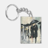 Stad in Regen Sleutelhanger (Voorkant Links)