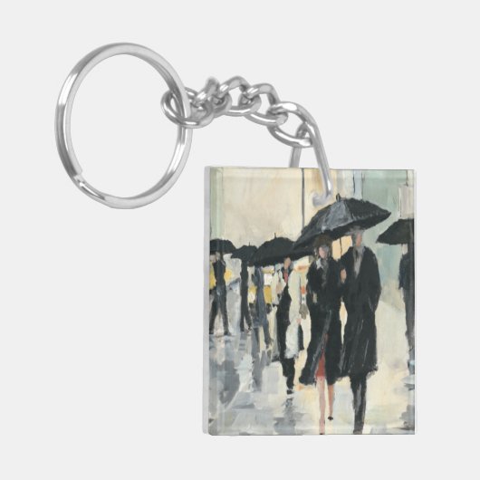 Stad in Regen Sleutelhanger (Voorkant Links)