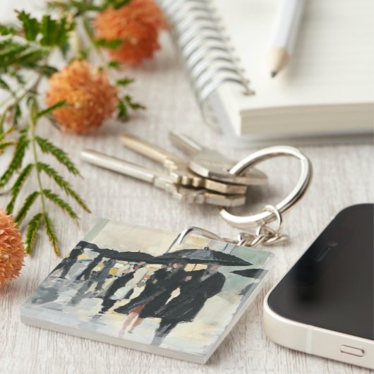 Stad in Regen Sleutelhanger (Voorkant Rechts)