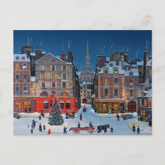  stad kerst straat scène briefkaart (Voorkant)
