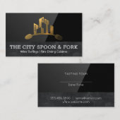 Stad Keukengerei Goud Logo | Zwart Glans Visitekaartje (Voorkant / Achterkant)