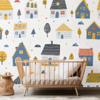 Stad kinder, huizen baby kamer, kinderdagverblijf
