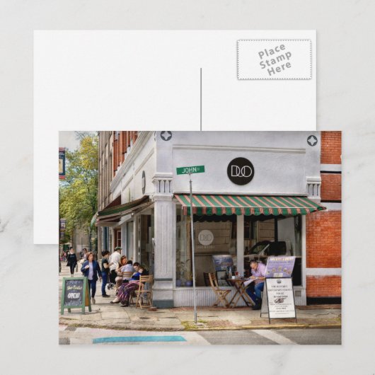 Stad - Kingston NY - Duo Bistro Briefkaart (Voorkant / Achterkant)