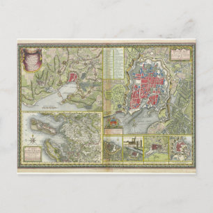 Stad La Rochelle Map Siege in 1627-28 en 1773 Briefkaart