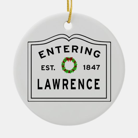 Stad Lawrence Holiday Wreath Ceramic Ornament (Voorkant)
