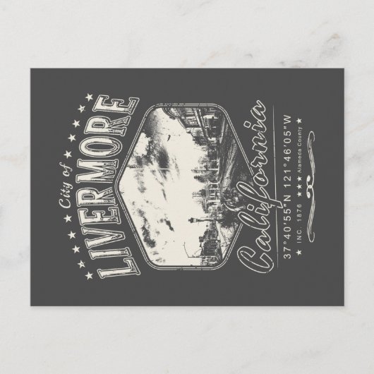 STAD LIVERMORE - ALAMEDA CALIFORNIA VINTAGE BRIEFKAART (Voorkant)