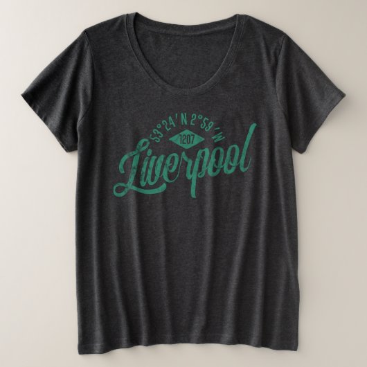 Stad Liverpool Coördinaten Tee Shirt (Design voorkant)