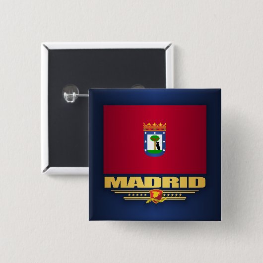 Stad Madrid Vierkante Button 5,1 Cm (Voorkant /achterkant)