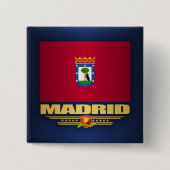Stad Madrid Vierkante Button 5,1 Cm (Voorkant)