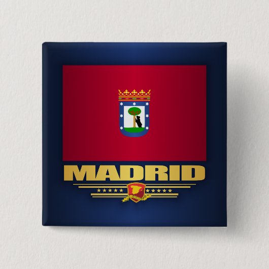 Stad Madrid Vierkante Button 5,1 Cm (Voorkant)