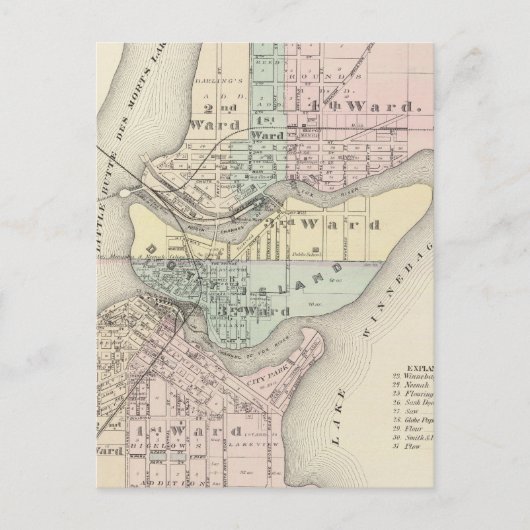 Stad Menasha, stad Neenah Briefkaart (Voorkant)