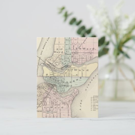 Stad Menasha, stad Neenah Briefkaart (Staand voorkant)