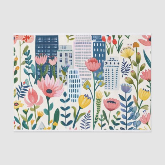 Stad met wilde bloemen tissuepapier (Voorkant)