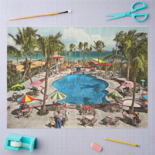 Stad - Miami FL - Zitting pool 1941 Tissuepapier (Craft)