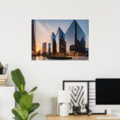 Stad modern bedrijfscentrum poster (Thuiskantoor)