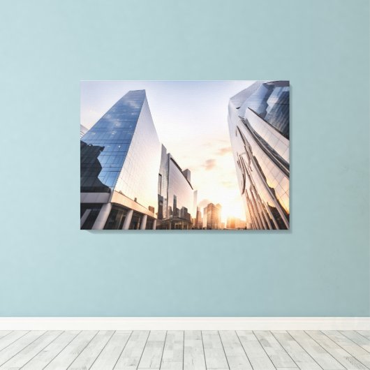 Stad modern zakencentrum canvas afdruk (Insitu (Houten vloer))